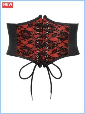 Women's Wide Elastic Lace-up Corset Belt Waist Tied Waspie Belt